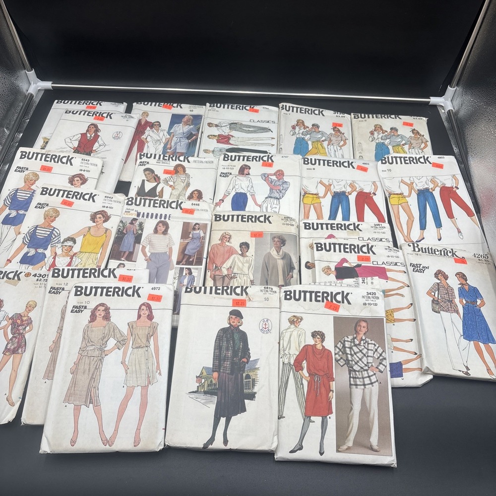 VTG Lot 22 Sewing Patterns 80s Butterick New Uncut FF Miss 5-18-1/2 Pant Outfit